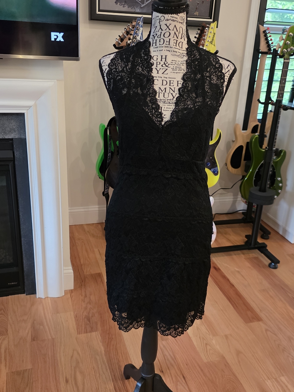 Wet Seal Black Lace Halter Mini Dress